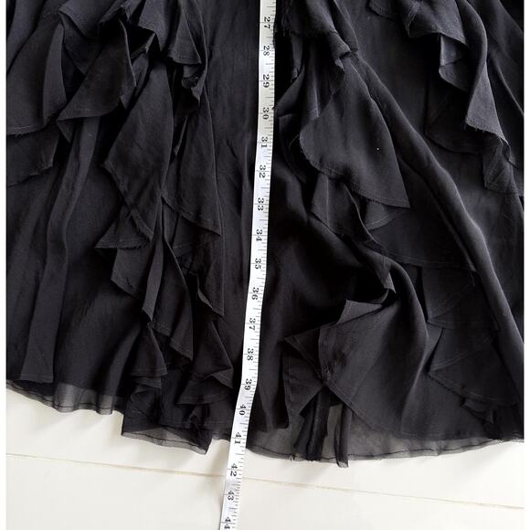 DKNY 100% Silk Classy Vintage Asymmetric Ruffle Dress with Detachable Lining - Picture 9 of 10